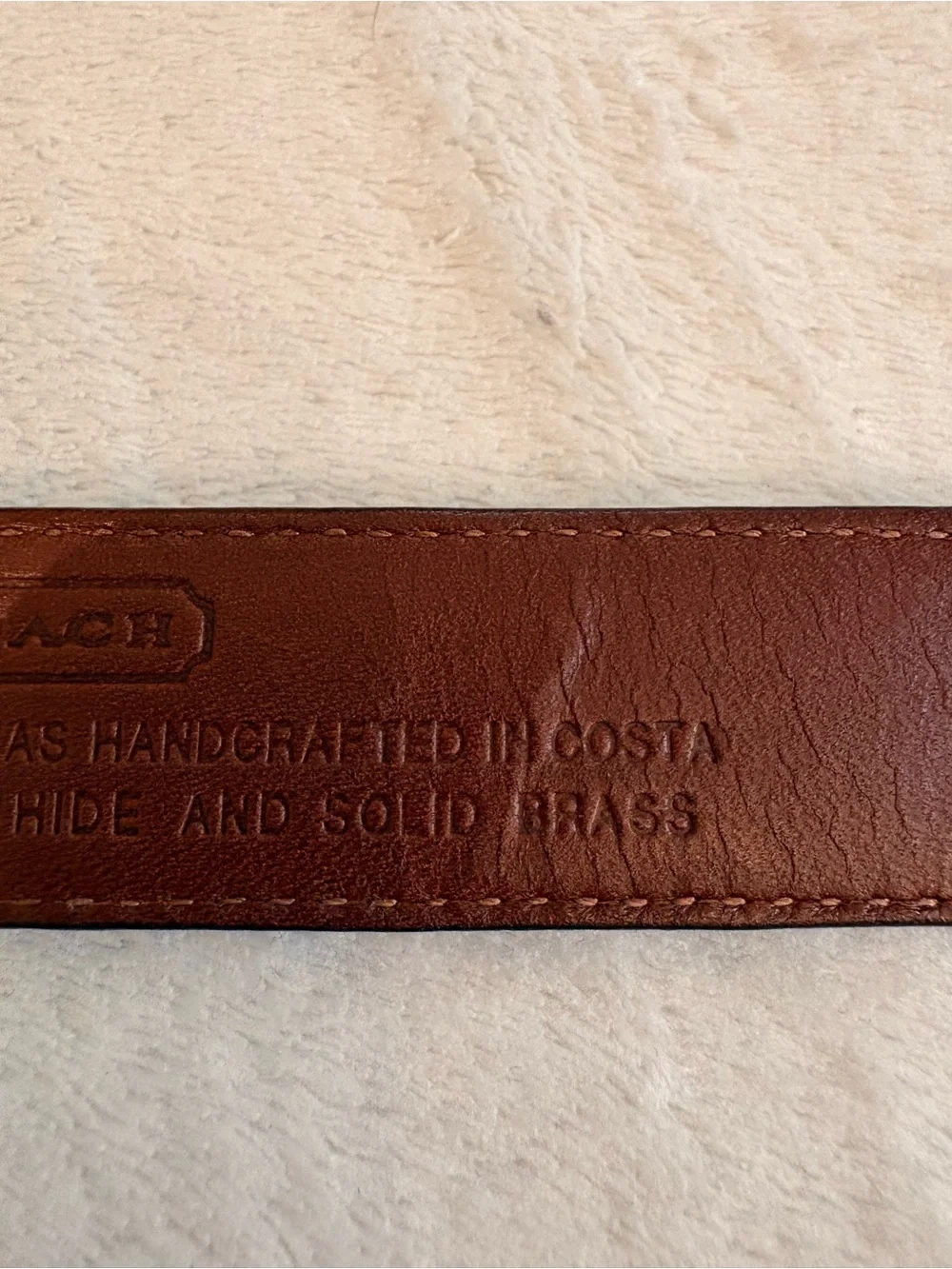 Coach Men’s Slim Black Leather Dress Belt Brass Gold Buckle Sz 34